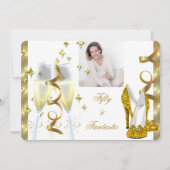 Invitation 50 & Fantastique Élégant Champagne Talons Dorés Ph (Devant)