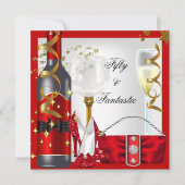 Invitation 50 & Fantastique Red White Gold fête d'anniversair (Devant)