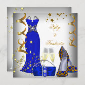 Invitation 50 & Fantastique robe blanche Séquins Bleus Annive (Devant / Derrière)