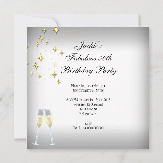 Invitation 50 & Fantastique robe blanche Séquins Bleus Annive (Dos)