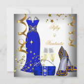 Invitation 50 & Fantastique robe blanche Séquins Bleus Annive (Devant)