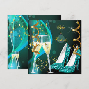 Invitation 50 & Fantastiques Chaussures à paillettes sarcelle