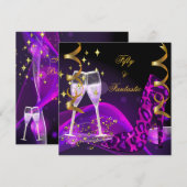 Invitation 50 & Fantastiques chaussures léopard doré violet (Devant / Derrière)