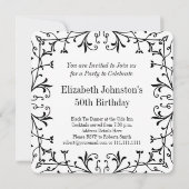 Invitation 50 Grandes Années Cravate noire Anniversaire ou An (Dos)