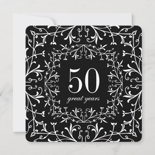 Invitation 50 Grandes Années Cravate noire Anniversaire ou An (Devant)