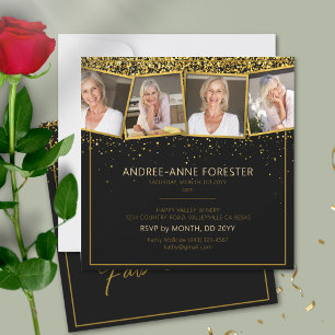 Invitation 50 magnifiques photos d'anniversaire or noir paill