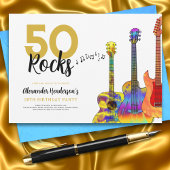 Invitation 50 Rocks Guitare Cool 50e fête d'anniversaire