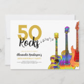 Invitation 50 Rocks Guitare Cool 50e fête d'anniversaire (Devant)