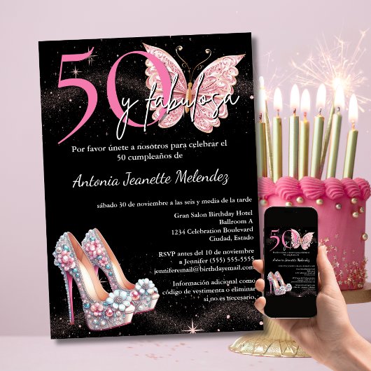 Invitation 50 y Invitacion Fabulosa - Espagnol 50e anniversai