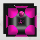 Invitation 50e 50 Anniversaire fête Abstrait rose 3 ballon (Devant / Derrière)