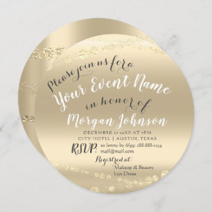Invitation 50e 60e 70e 80e anniversaire Confetti Gold