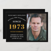 Invitation 50e anniversaire 1973 Nom Photo Black Gold (Devant / Derrière)