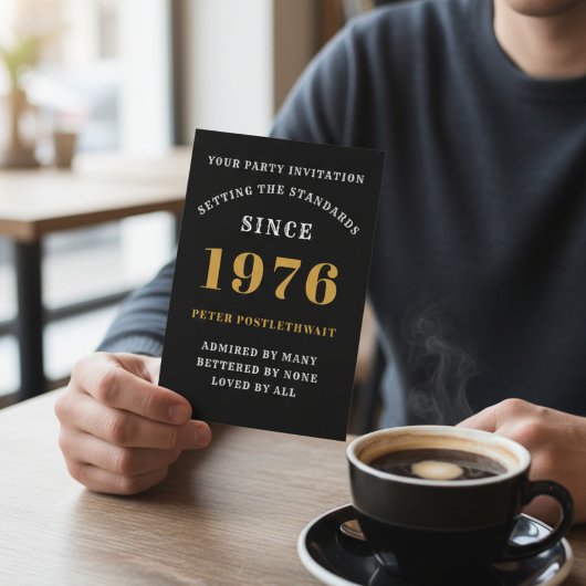 Invitation 50e anniversaire 1975 Black Gold Personnalisé Pour