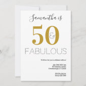 Invitation 50e anniversaire 50 et Fab Typography Gold Party (Devant)