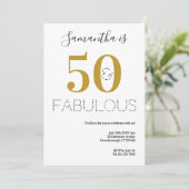 Invitation 50e anniversaire 50 et Fab Typography Gold Party (Debout devant)