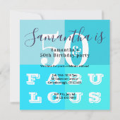 Invitation 50e anniversaire 50 et fabuleuse fête Turquoise mo (Dos)