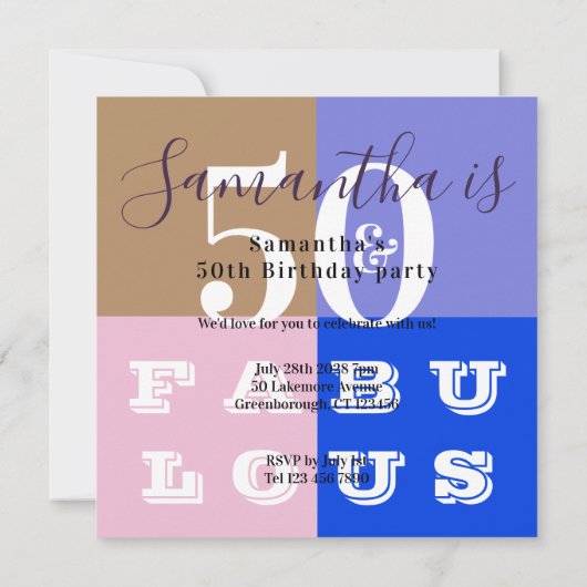 Invitation 50e anniversaire 50 fabuleuse fête d'anniversaire (Dos)