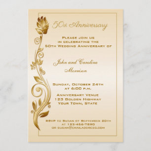 Invitation 50e anniversaire à motif floral défilé