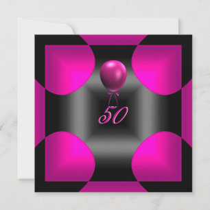 Invitation 50e Anniversaire Abstrait Rose 3 Ballon