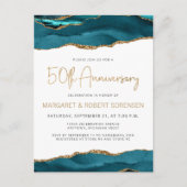 Invitation 50e Anniversaire Agate Or Turquoise (Devant)