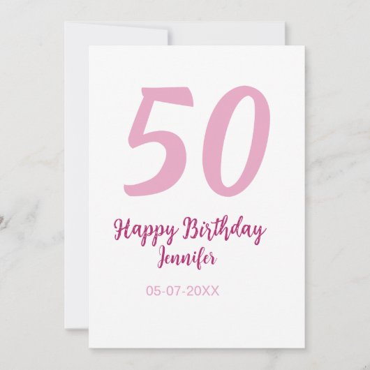 Invitation 50e anniversaire ajouter nom date année rose rouge (Devant)