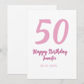 Invitation 50e anniversaire ajouter nom date année rose rouge (Devant / Derrière)