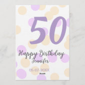 Invitation 50e anniversaire ajouter nom date violet orange po (Dos)