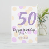Invitation 50e anniversaire ajouter nom date violet orange po (Debout devant)
