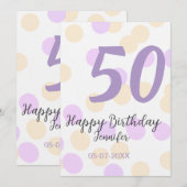 Invitation 50e anniversaire ajouter nom date violet orange po (Devant / Derrière)