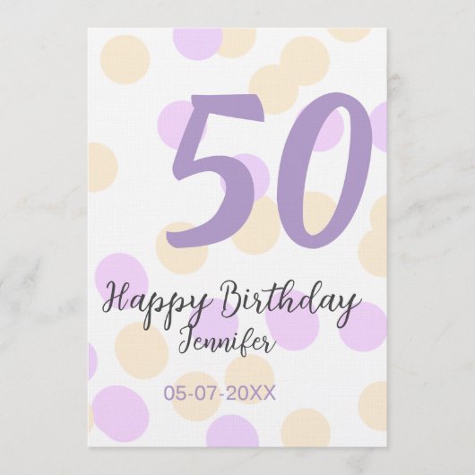 Invitation 50e anniversaire ajouter nom date violet orange po (Devant)