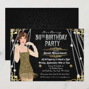 Invitation 50e Anniversaire Années 1920 Gatsby Fille Flapper