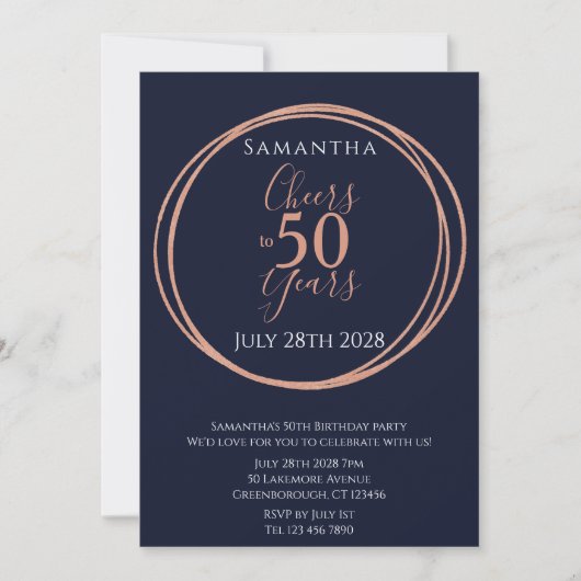 Invitation 50e anniversaire applaudit 50 ans Rose de la Marin (Devant)