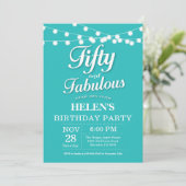 Invitation 50e Anniversaire Aqua Turquoise Fabuleu (Debout devant)
