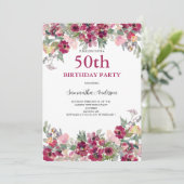 Invitation 50e anniversaire aquarelle Floral (Debout devant)