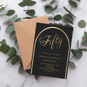 Invitation 50e anniversaire arc en or noir élégant script