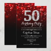 Invitation 50e anniversaire - Argent noir rouge (Devant / Derrière)