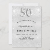 Invitation 50e anniversaire argent parties scintillant glamou (Devant)