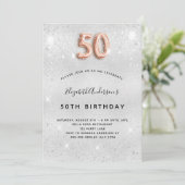 Invitation 50e anniversaire argent rose parties scintillant o (Debout devant)