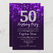 Invitation 50e anniversaire - Argent violet (Devant / Derrière)