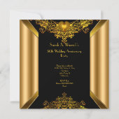 Invitation 50e Anniversaire Art Déco Or Coeur d'Or 2 (Dos)
