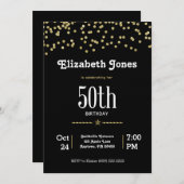 Invitation 50e anniversaire avec de l'or brillant (Devant / Derrière)
