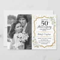 50e anniversaire avec photo - or blanc