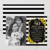Invitation 50e anniversaire avec photo - Tournesols (Devant / Derrière)