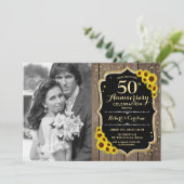 Invitation 50e Anniversaire avec Photo - Tournesols Rustiques (Debout devant)
