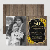 Invitation 50e Anniversaire avec Photo - Tournesols Rustiques (Devant / Derrière)