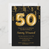 Invitation 50e anniversaire Ballons d'or avec Confetti (Devant)