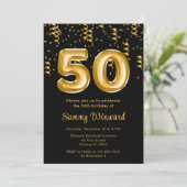 Invitation 50e anniversaire Ballons d'or avec Confetti (Debout devant)