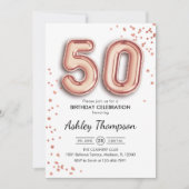 Invitation 50e anniversaire - Ballons d'or Rose (Devant)