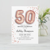 Invitation 50e anniversaire - Ballons d'or Rose (Debout devant)