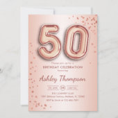 Invitation 50e anniversaire - Ballons d'or Rose (Devant)